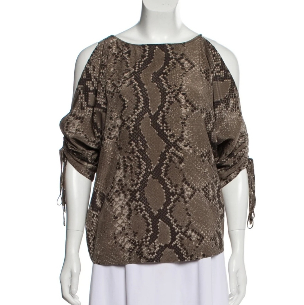 Michael Kors MK Colder Shoulder Phyton Snake Print Blouse Size XS